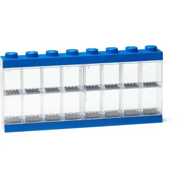 LEGO Minifigure Stackable Display Case (16-Capacity) - Blue Collectible Figures Organiser, Wall-Mountable Storage Box, Ideal Gifts for Collectibles Enthusiasts