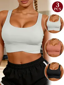 3-Pack Seamless Women's Comfortable Breathable Sports Bras, Perfect for Fitness, Running, and Yoga Enthusiasts