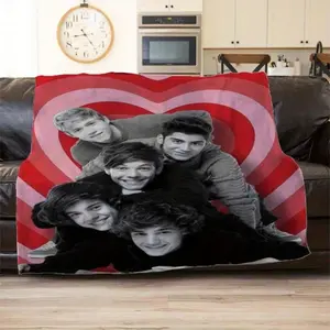 One Direction Inspired Theme Print Plush Blanket - Comfortable All-Season Home Decor, Versatile for Office and Sofa Cushions, Christmas Gift, Wedding, Birthday, and Friend Gifts  Skin-friendly, soft, lightweight, and breathable.