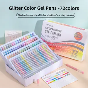 Languo Flash Effect Gel Pens Set, 72 Colors Gift Box, High-Quality Stackable Ink, 1.0mm Bullet Tip, Large Capacity, Smooth Coverage, Art Supplies, Art Markers