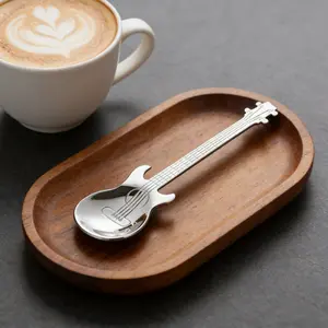 1PC Creative Guitar Shaped Spoon, Food Grade 304 Stainless Steel Coffee Teaspoon, Mini Espresso Spoon for Coffee Tea Desserts Ice Cream, Mixing Spoon for Drinks Milkshakes Jam, Kitchen Utensil Tableware, Perfect Gift for Music Lovers Guitar Players