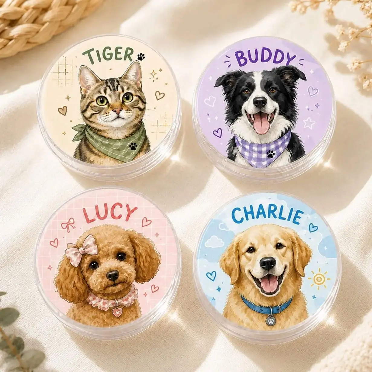 Personalized Pet Phone Grip, Pet Photo & Name iPhone Pop Socket, Aesthetic Cottagecore Phone Stand Holder, Dog Cat Mom Gift