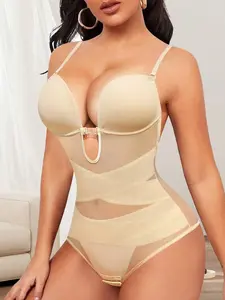 Backless Shapewear Bodysuit for Women – Tummy Control U-Plunge Body Shaper with Built-In Bra, Seamless Fajas Waist Trainer Corset for Dresses & Special Occasions Comfort Womenswear