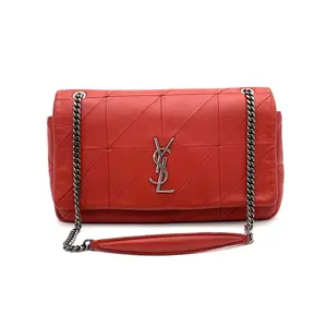 Pre-owned Yves Saint Laurent Leather Shoulder Bag Jamie Flap Bag Quilted Medium Red #3371