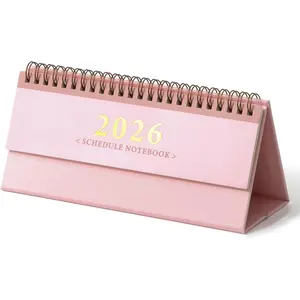 Small Desk Calendar 2025-2026 Standing Flip Mini Desktop Calendar Use Now to Dec 2026-Thick Paper -Wire Binding for  Office School