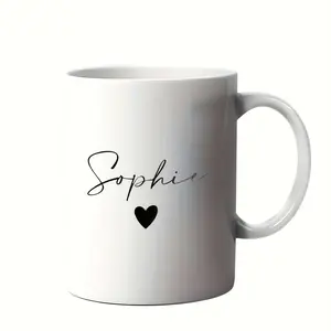 Custom Name Coffee Mug - Personalized Cup with Heart Design - Ideal Gift for Men, Women, Mom, Dad