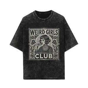 Weird Girls Club Graphic Tee, Whimsy Goth Retro Alt Girl T-Shirt, Weirdcore Witch Aesthetic Casual Top, Black Hoodie & Sweatshirt Available, Multiple Color Options (Coffee, Red, Green, Blue, Purple), Soft Round Neck for Everyday Wear