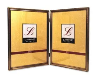 212 MAIN Traditional Heavy Gauge Steel 8x10 Double Hinged Photo Frame - Antique Brass, Bead Border Design, Baby & Maternity Decor, Steel Frame