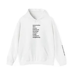 Minimalist Mountain Words Hoodie | Marlington WV Sleeve Text