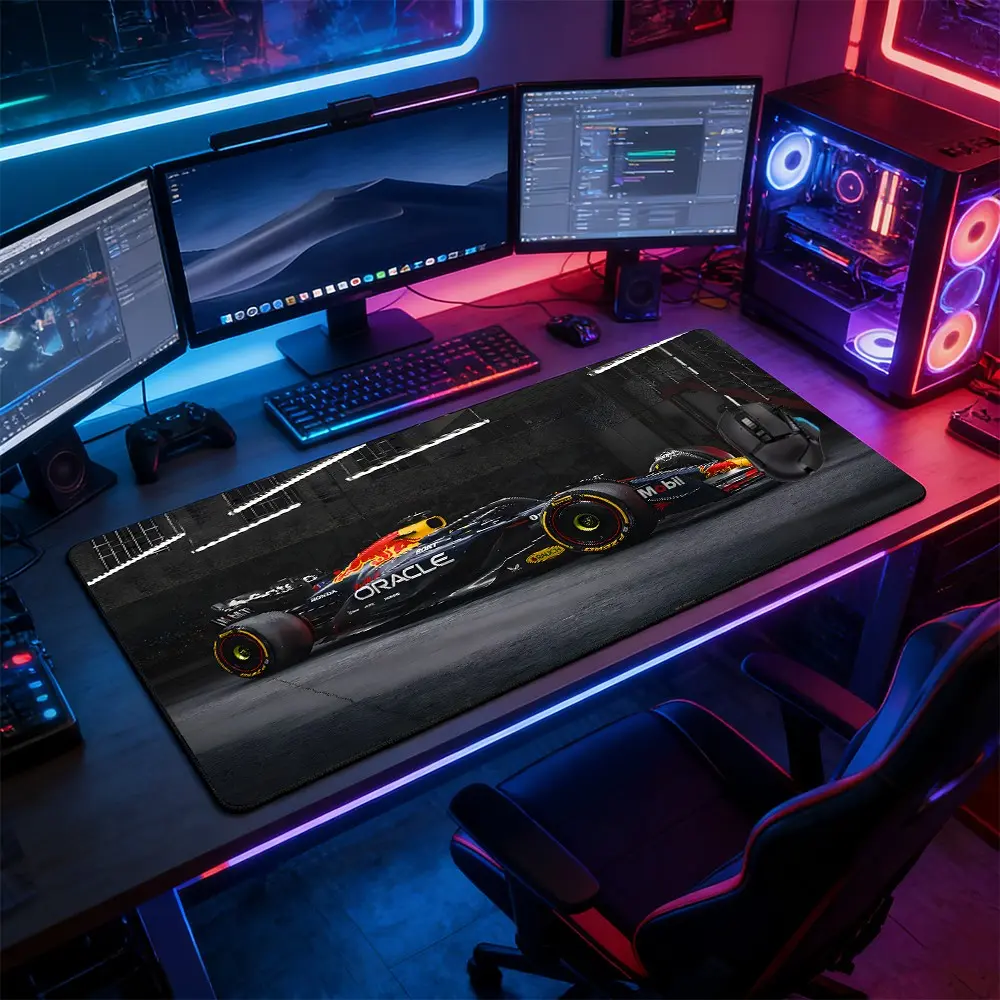 Dark Red Bull F1 Race Car Large Desk Mat, High-Speed Formula 1 Gaming Mouse Pad, Computer Mouse Pad, Mousepad Gaming, Non-Slip Rubber with Tear-Resistant Stitched Edge, Easy-to-Clean Keyboard Pad for Gaming & Work, Great Gift