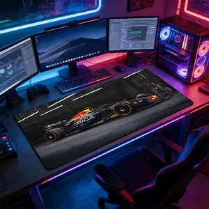 Dark Red Bull F1 Race Car Large Desk Mat, High-Speed Formula 1 Gaming Mouse Pad, Computer Mouse Pad, Non-Slip Rubber with Tear-Resistant Stitched Edge, Easy-to-Clean Keyboard Pad for Gaming & Work, Great Gift