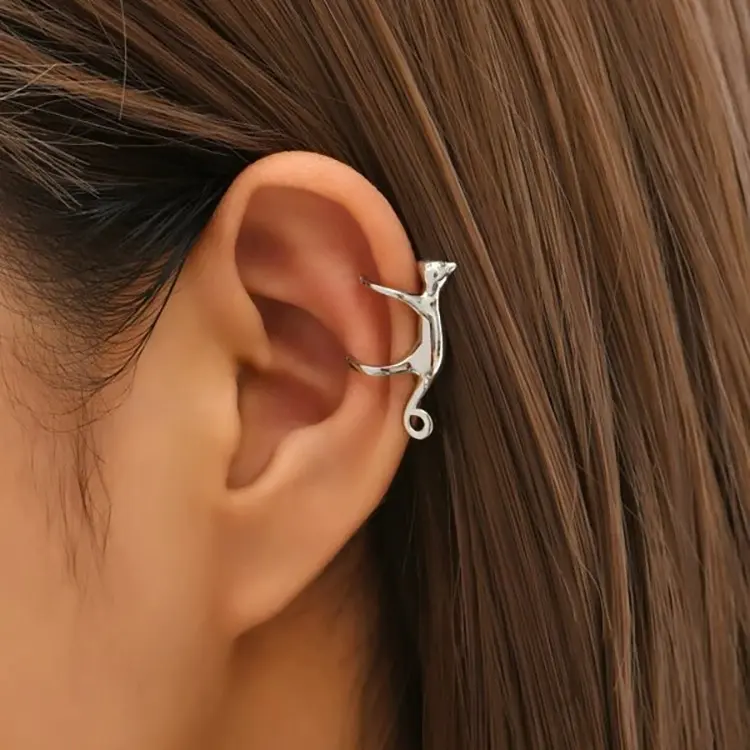 UJ Non-Piercing Ear Cuff Climber Crawler Earrings - Hypoallergenic Unisex Glamorous Artificial Gemstone Jewelry for Cat Lovers, Non Pierced Jewelry, Glamorous Artificial Gemstone Earrings