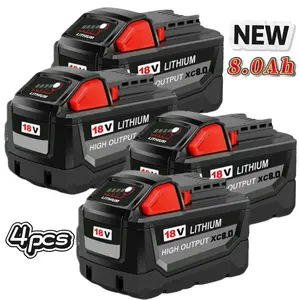4 Pcs For Milwaukee M18 LITHIUM 8.0 AH Extended Capacity Battery 18V 48-11-1860-NEW