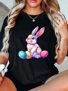 Unisex 100% Cotton Easter Bunny Easter Outfit Easter Eggs Happy Easter T-Shirt – Fun & Girly, TikTok Fashion, Soft Cotton Tee