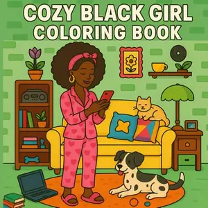 Cozy Black Girl Adult Coloring Book: Cute African American Women Illustrations, Self-Care & Beauty Chill Pages, Daily Errands Activities, Large Print for Relaxation (For Teens)