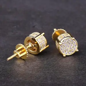 2 PCS 8mm 3 Carat Moissanite Cylinder Stud Earrings S925 Sterling Silver with Screw Back, Perfect Gift for Wedding Birthday Anniversary New Year Mother's Day, Hip Hop Pretty Stackable Earrings