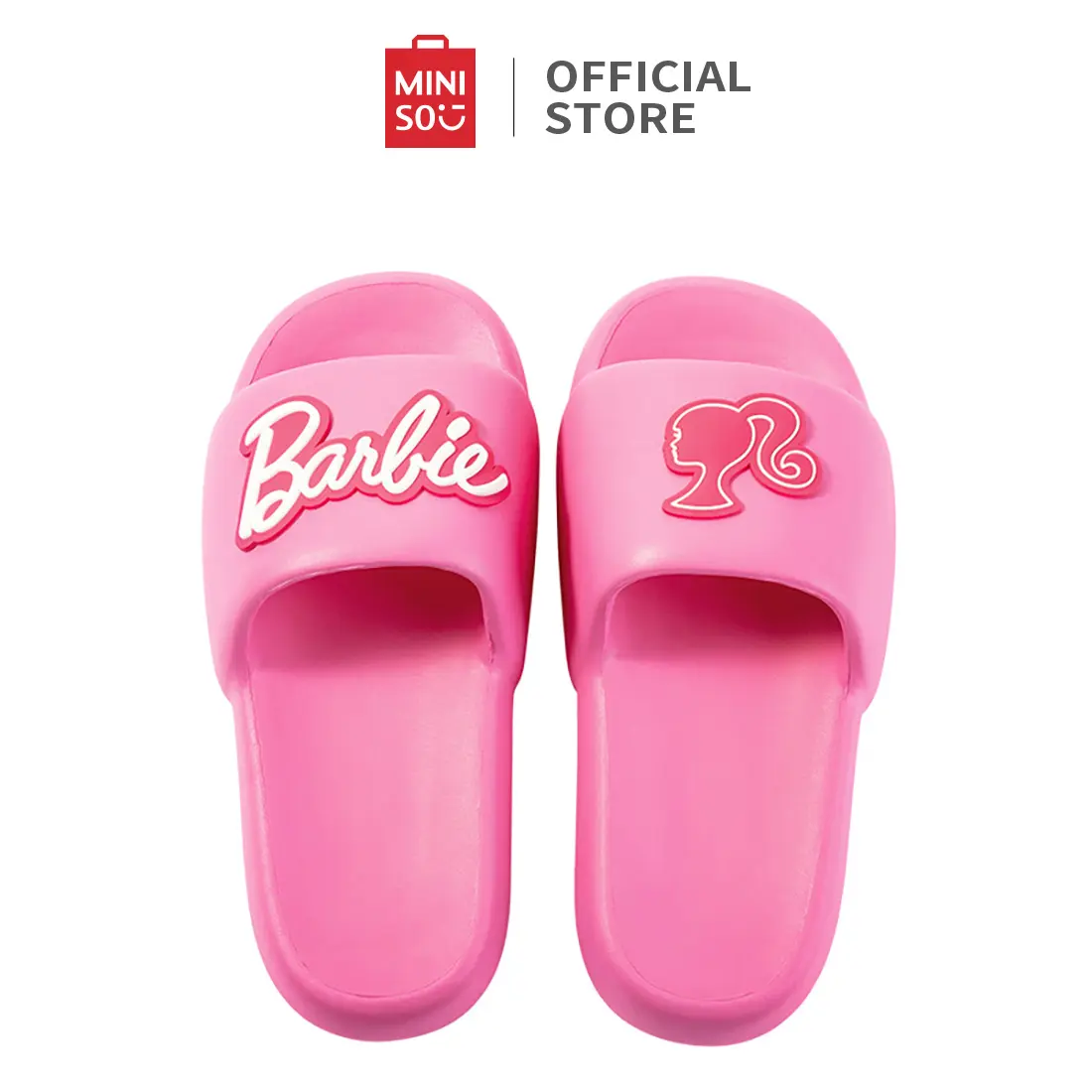 MINISO Cute Barbie Bathroom Slippers for Women Girls Non Slip Shower Sandals Soft Cushion House Slides Lightweight Quick Dry Indoor Outdoor Comfort Footwear