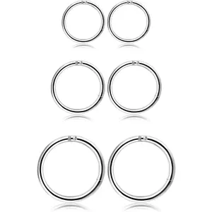 Jstyle 3-6Pairs Stainless Steel 16G Sleeper Earrings Septum Clicker Nose Lip Ring Body Piercing Daily