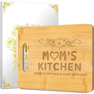 Gifts for Mom Engraved Bamboo Cutting Board Mom Unique Christmas Birthday Gift from Daughter Son - Everything Is Better in Mom's Kitchen, Mothers Day Gift
