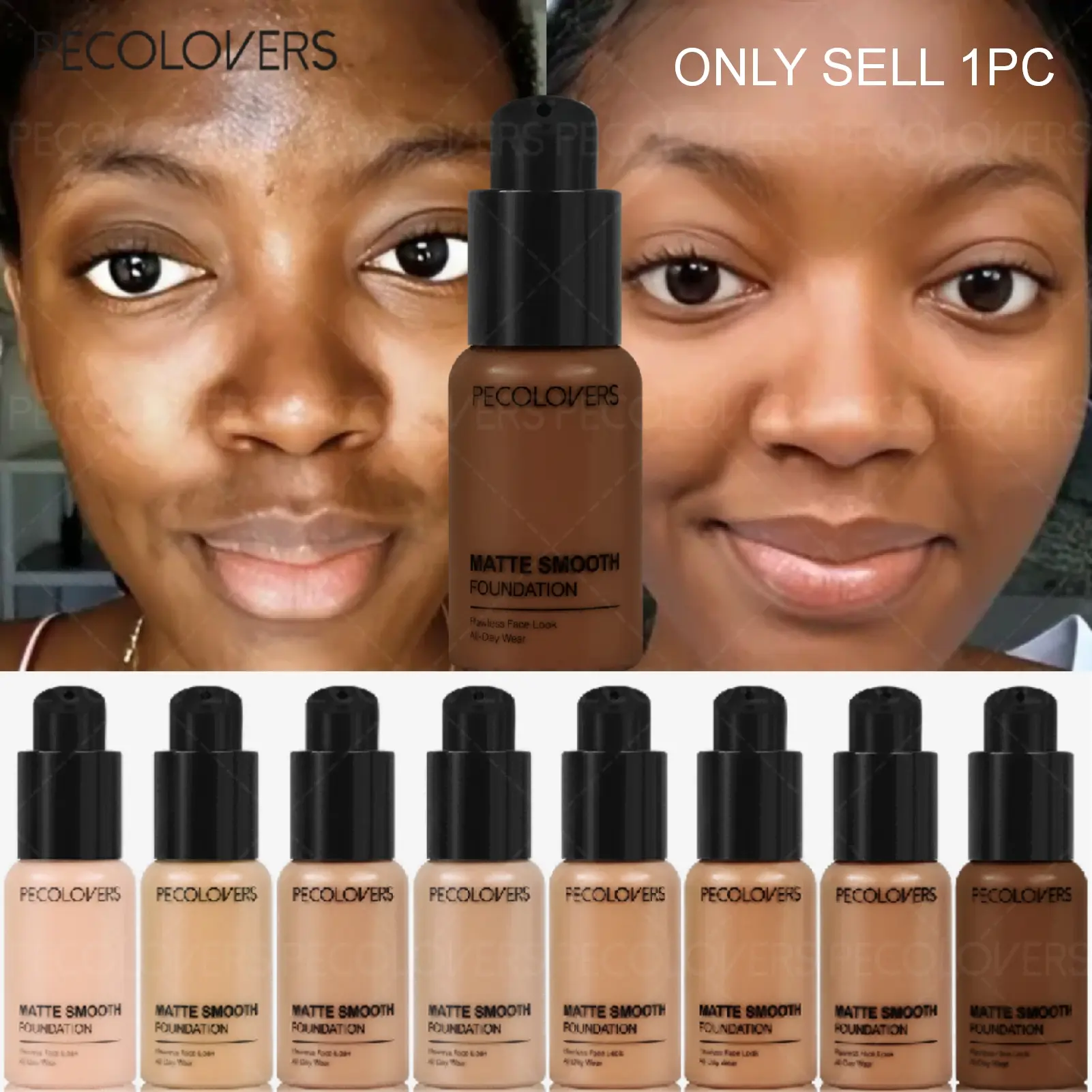 1PC Smudged Foundation Cream Multiple Colors Waterproof Buildable Matte Coverage Covering Concealer and Foundation Liquid Foundation Makeup Longwear Long Lasting Liquid Shadows Korean Cosmetics
