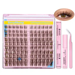 Brown Lash Clusters Wispy Natural Cluster Eyelash Extensions CC-curly Eyelash Clusters Brown Individual Lashes with Bond &Seal &Remove &Eyelash Tweezers DIY Lash Extensions, Cosmetic Eyelash Extension