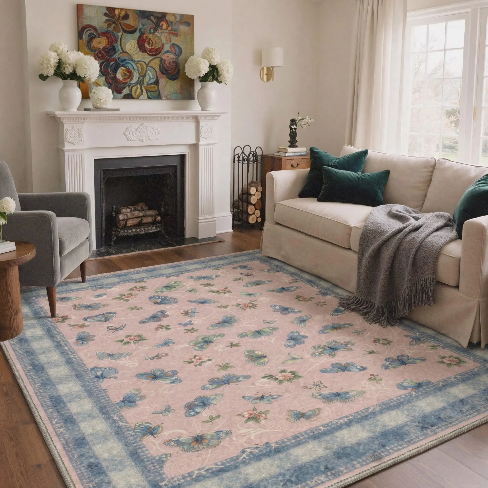 【Deals For You Days】BEIMO Machine Washable Rug – Pet Friendly, Non-Slip, Soft Area Rug, Home Carpet & Floor Decor for Living Room, Bedroom, Kitchen, Hallway ,ARF1991-BLOOM