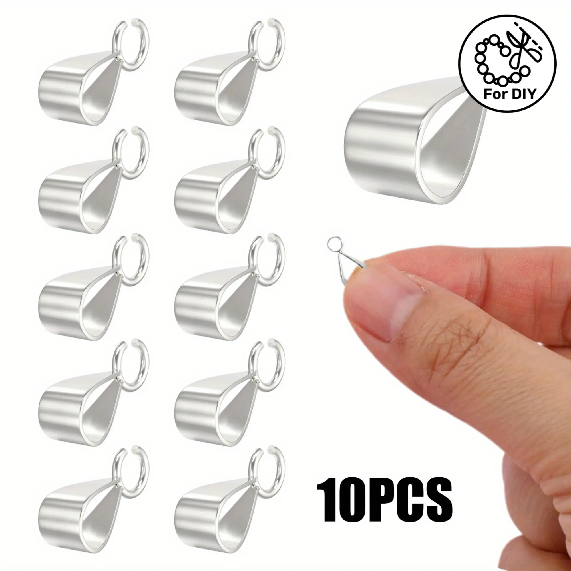10pcs Slider Pendant Clasp for Jewelry Melon Seeds Buckle Pendant Bail Connector with Open Loop for DIY Bead Pendant Connection Necklace Bracelet Earrings Making Supplies Decor Ornaments