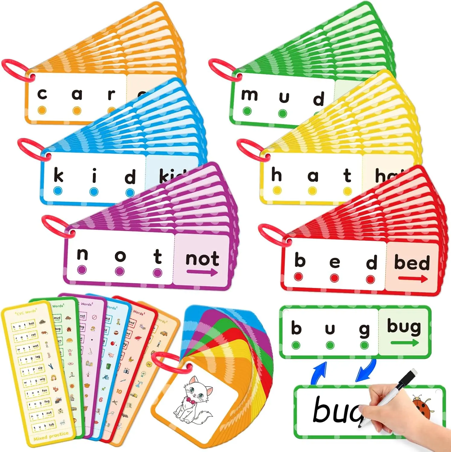 Phonics CVC Word Games & Decodable Flash Cards – Multisensory Speech Therapy Learning Activities for Preschool & Kindergarten Literacy