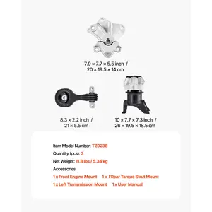 VEVOR Engine Motor Mount and Transmission Mount Kit Replacement, Set of 3, Compatible with 2012-2013 Honda Civic 1.8L Coupe, Replace OE# A65048, A65021, A65087, Secure Support