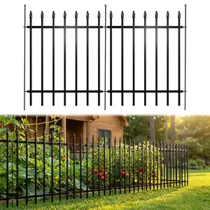 Black Metal  Garden Lattice Fence — 32" High x 24" Wide (Set of 5 Panels, 10 ft Total Length) — No-Dig Installation, Garden Decor Rustproof Outdoor Barrier, Animal Enclosure Fence; Suitable for Dogs, Patios, Yards, Landscaping, and Flower Bed Borders