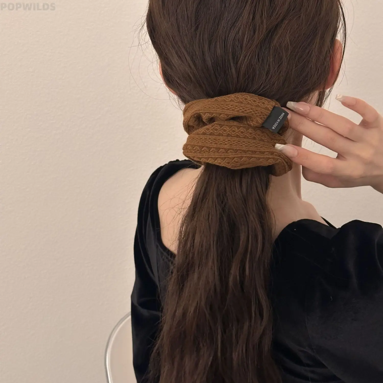 Women's Retro Milk Coffee Knitted Fabric Scrunchies - 3pcs, 1 Size, Classic Texture, Secure Hold, Bun-Ready Daily Hair Accessories for Ponytails, Female