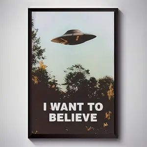 Waterproof UFO Canvas Art Print "I Want to Believe" - 1pc Frameless Poster for Living Room, Bedroom, Office, Dining, Bar - Ideal Gift and Decoration
