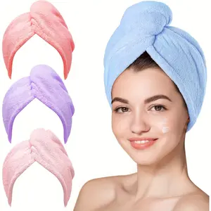 Super Absorbent Polyester Coral Velvet Absorbent Hair Drying Cap, Suitable For Women - Quick-drying Shower Cap, Cute Design, Bathroom Supplies Towels