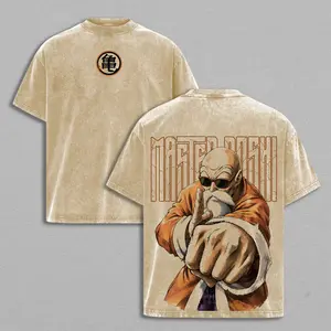 Master Roshi - DBZ Turtle Hermit Double Printed Graphic Tee, Heavy Cotton Oversized Shirt, Vintage Washed Streetwear For Men, Gift For Anime Lovers And DBZ Fans