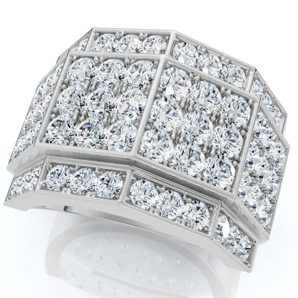 3 Ct Diamond Men's Multi-Cluster Wide Ring in White or Yellow Gold 3 Ct Diamond Men's Multi-Cluster Wide Ring in White or Yellow Gold