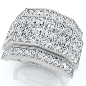 3 Ct Diamond Men's Multi-Cluster Wide Ring in White or Yellow Gold