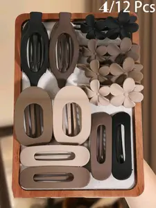 12pcs Duckbill Clip Female Back Head Flat Claw Clips, Shark Clip Flat Oval Duck Clip Princess Hair Grasp Hairpin Women Flat Clip, Suitable for Thick Hair, Matte Large Duckbill Clip Strong Fixation No Slipping Multicolor Gift Hair Claws Hair Clip Set