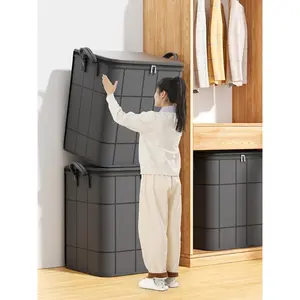 Large Storage Bags for Clothes, Foldable Thick Fabric Blanket Comforter Bags Reinforced HandlesWaterproof Dustproof Containers