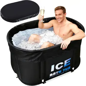 Oval Ice Bath Tub for Athletes with Cover, 130 Gal Capacity Portable Cold Plunge Tub for Recovery and Cold Water Therapy, Ice Baths for Home, Gym, Indoor, Outdoor Use