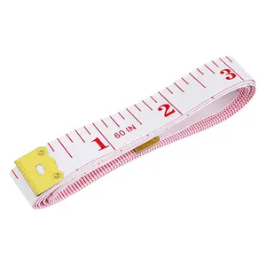 Tape Measure Double Scale  Sewing Soft Flexible Tailor Craft Vinyl Ruler for    Measurement, Has Centimetre Scale on Reverse Side 60-inch(Red on White)