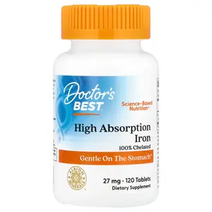 Doctor's Best High Absorption Iron, 27 mg, 120 Tablets Doctor's Best High Absorption Iron, 27 mg, 120 Tablets