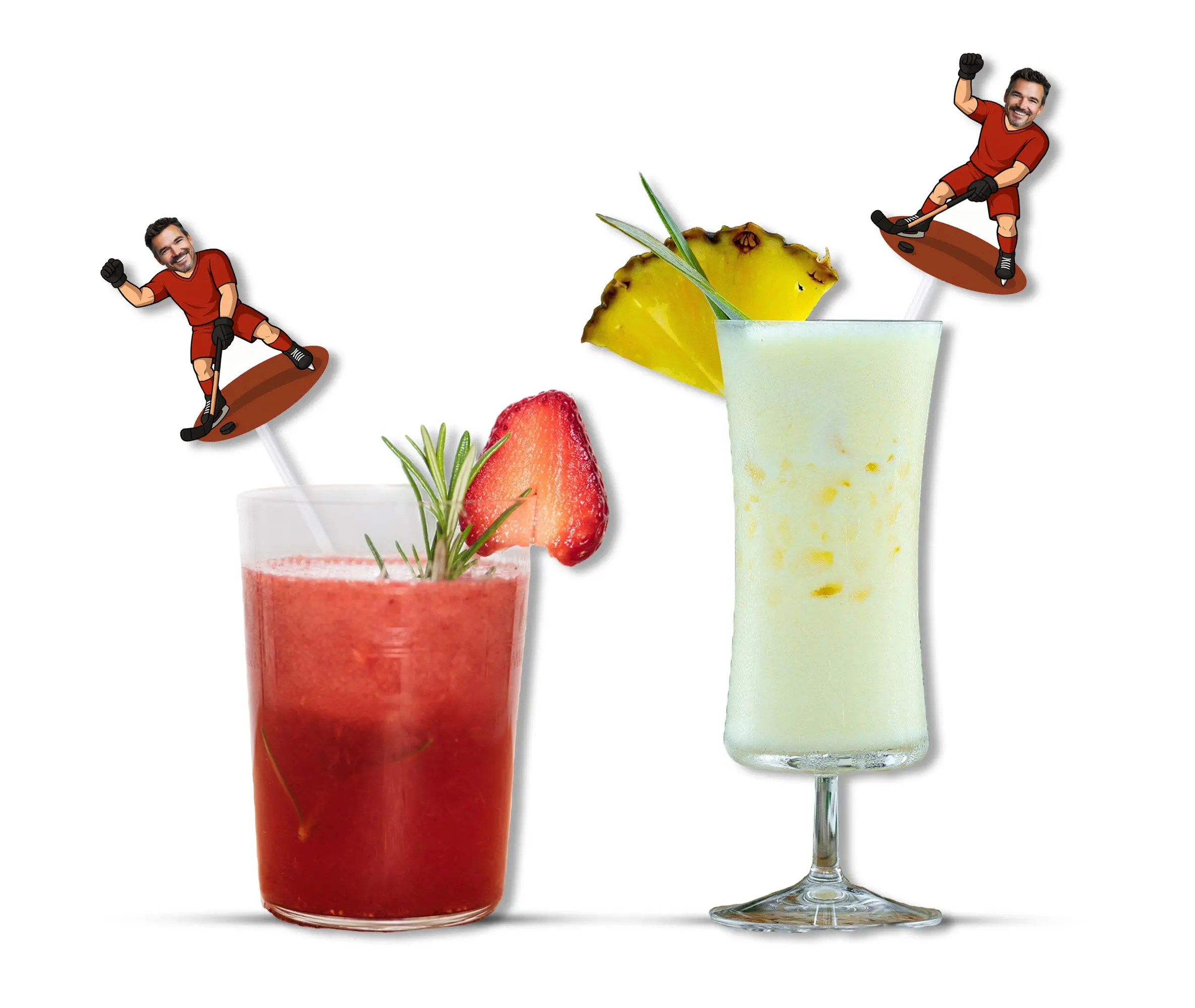 Personalized Hockey Player Face Straws