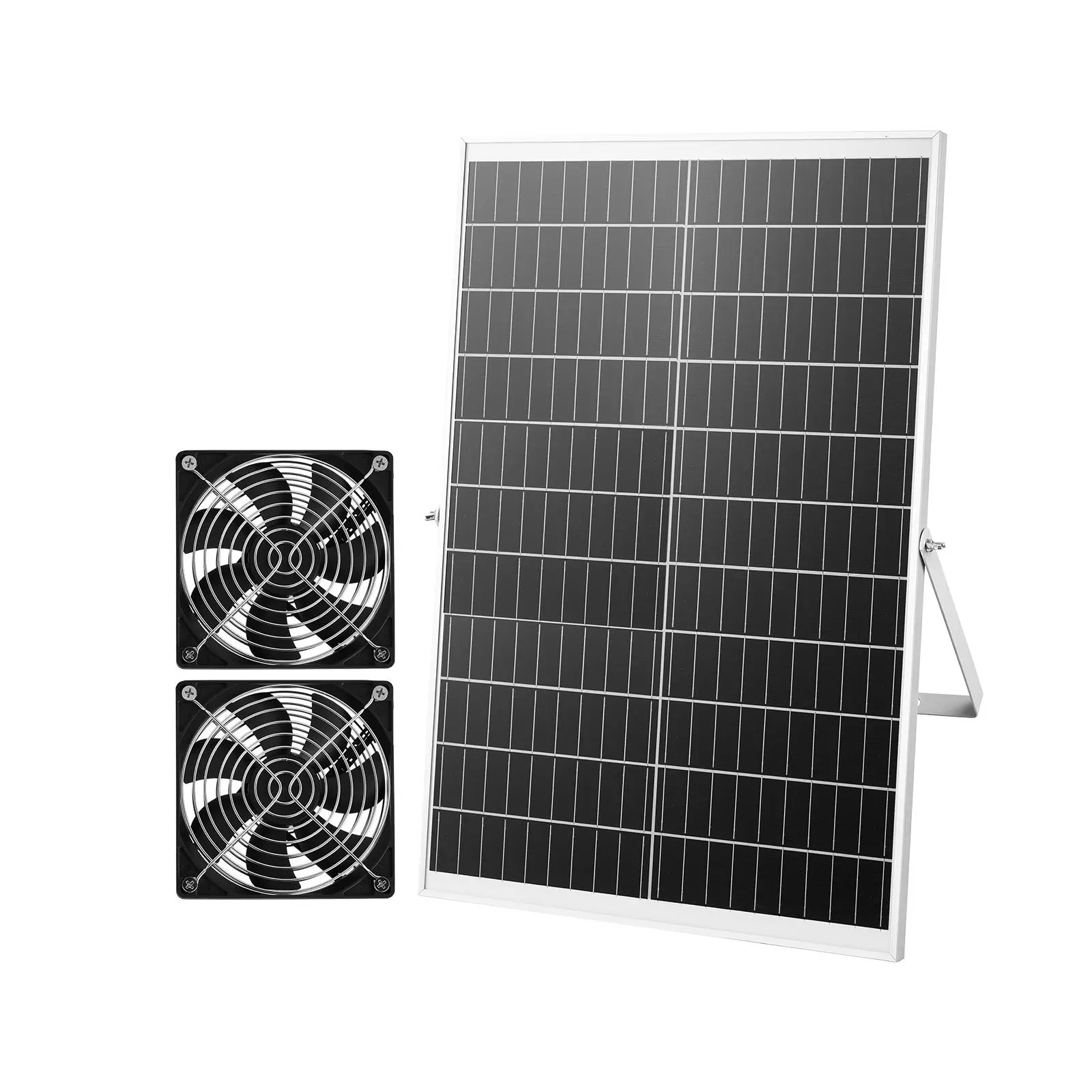 【Summerfinds】VEVOR Solar Powered Fan30W Solar Panel with 2 FansAdjustable Solar Panel Angle2668 RPM High-SpeedFlexible InstallationFast Air Exchange for GreenhouseGrow TentsChicken CoopsShelters