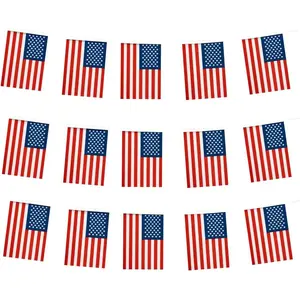 American Flag Banner, Small American Flag Mini USA Flags, Used for Party School Sports Events Patriotic Festival Decorations