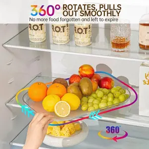 Rotating Tray Storage Rack Rotating Feature for Refrigerator, Kitchen Counter Bowl Holder, Drink Organizer, Space-Saving Shelf, 1pcs