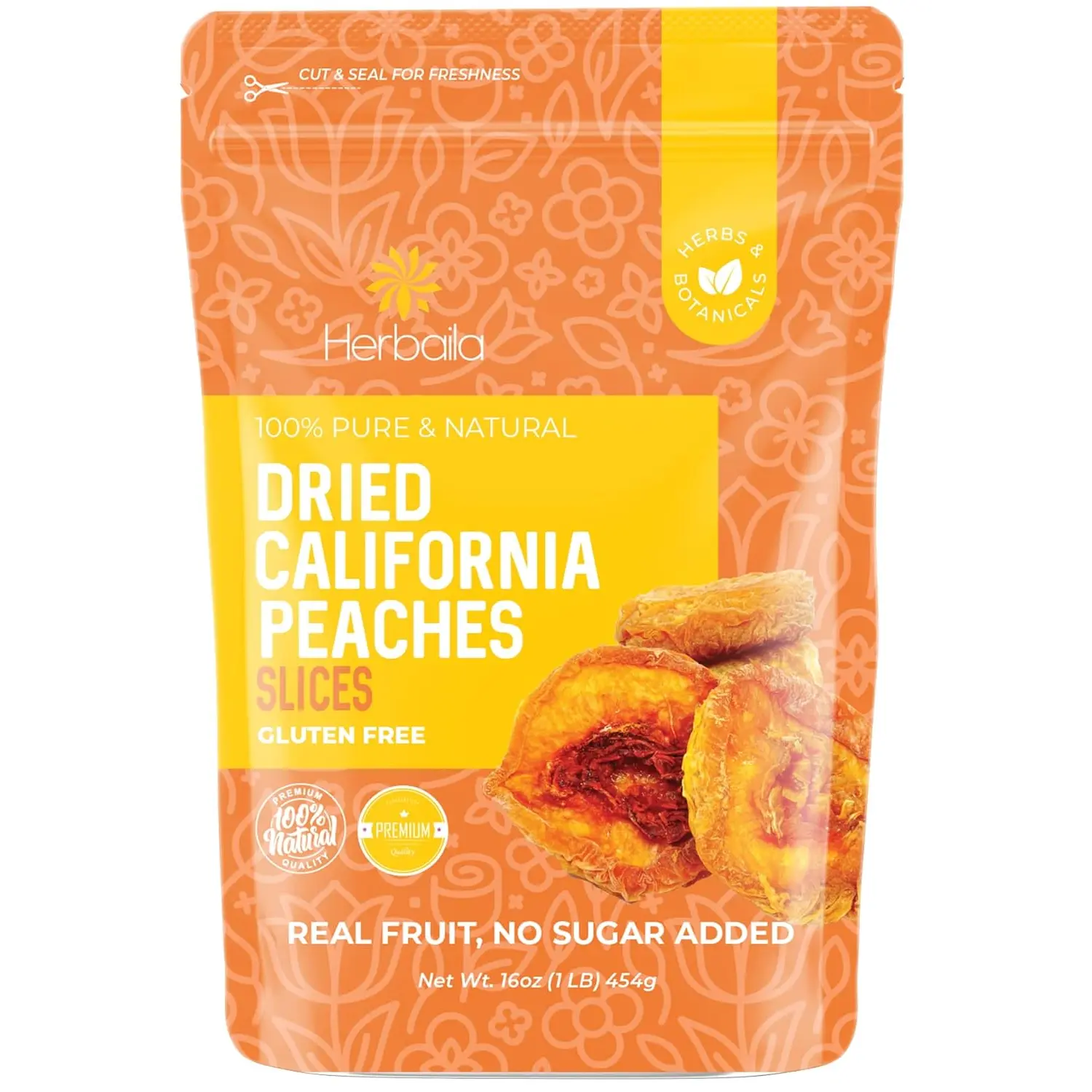 Dried Peaches No Sugar Added, 1 Pound. Dehydrated Peaches Fresh and Unsweetened, Extra Fancy California Grown Dried Peaches, All Natural, Non-GMO. 16 Ounces.