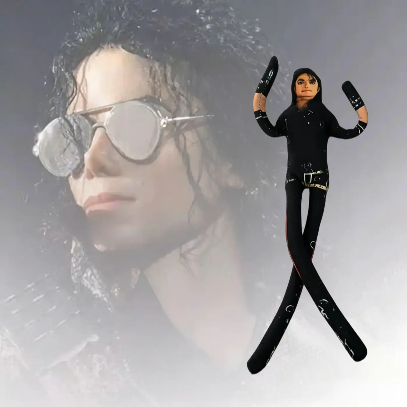 Poseable Articulated Michael Jackson Plush Doll, Pop Star Role Play Prop, Abstract Trendy Figure Accessory, Stylish Home Display Decor & Souvenir Gift