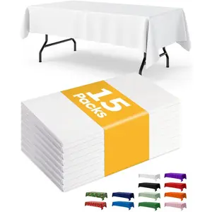 Table Cloth Rectangle Table 15 Pack, 54''×108'' Tablecloth for 6ft Tables, Table Cloth for Disposable Use, Table Cover for Holiday Party, Gathering