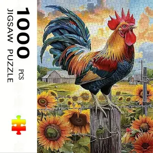 1000 Piece Rooster Theme Puzzle, Large Adult Family Interactive Toy, DIY Home Decor Brain Challenge, Holiday Scene, Perfect Gift, Puzzle Game