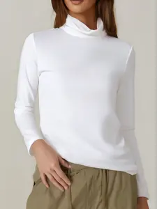 Women's Warm Thermal Underwear Top, Mock Neck Long Sleeve Base Layer Shirt for Fall & Winter, Fitted Sporty Style